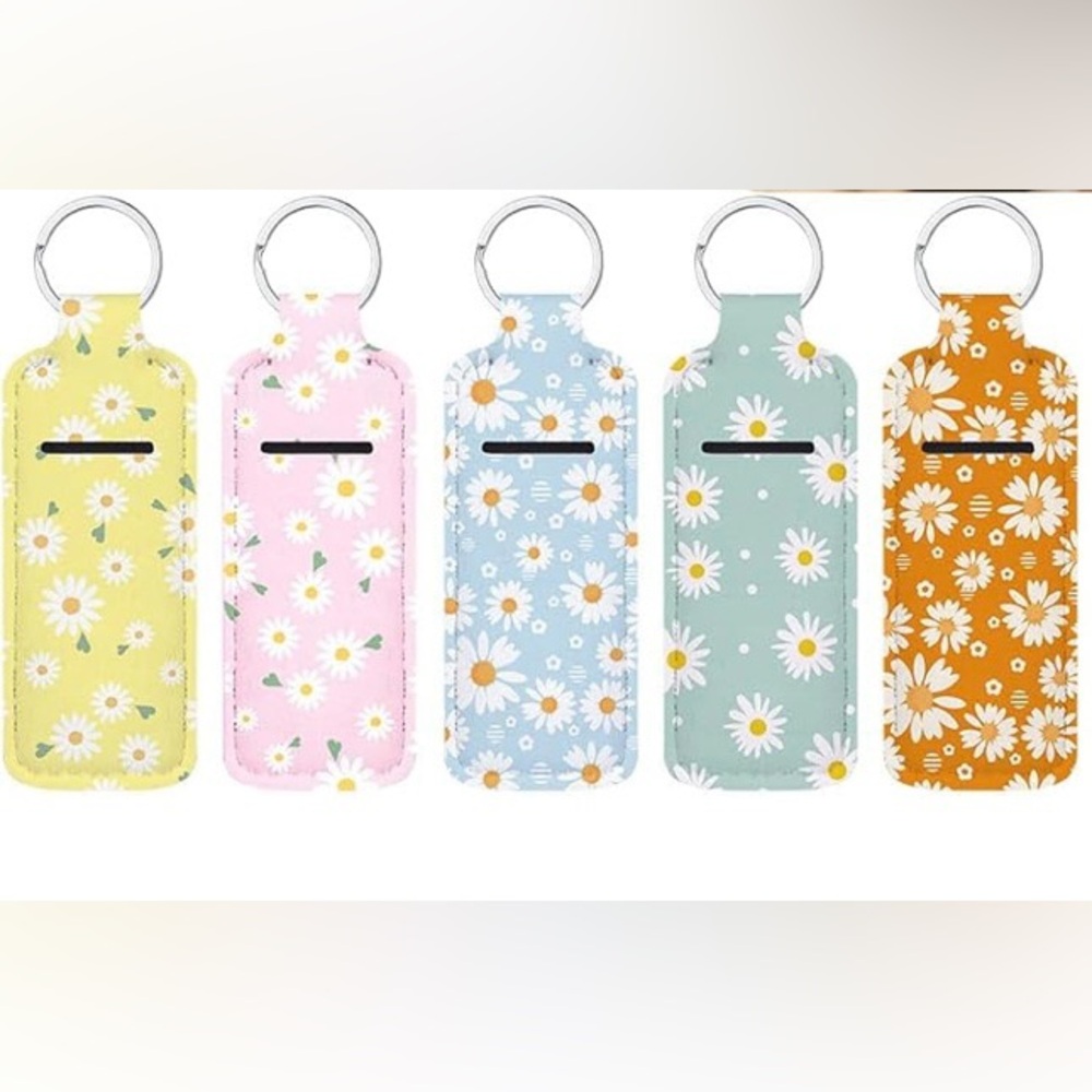 Colorful Daisy Theme Lipstick Holder Keychain